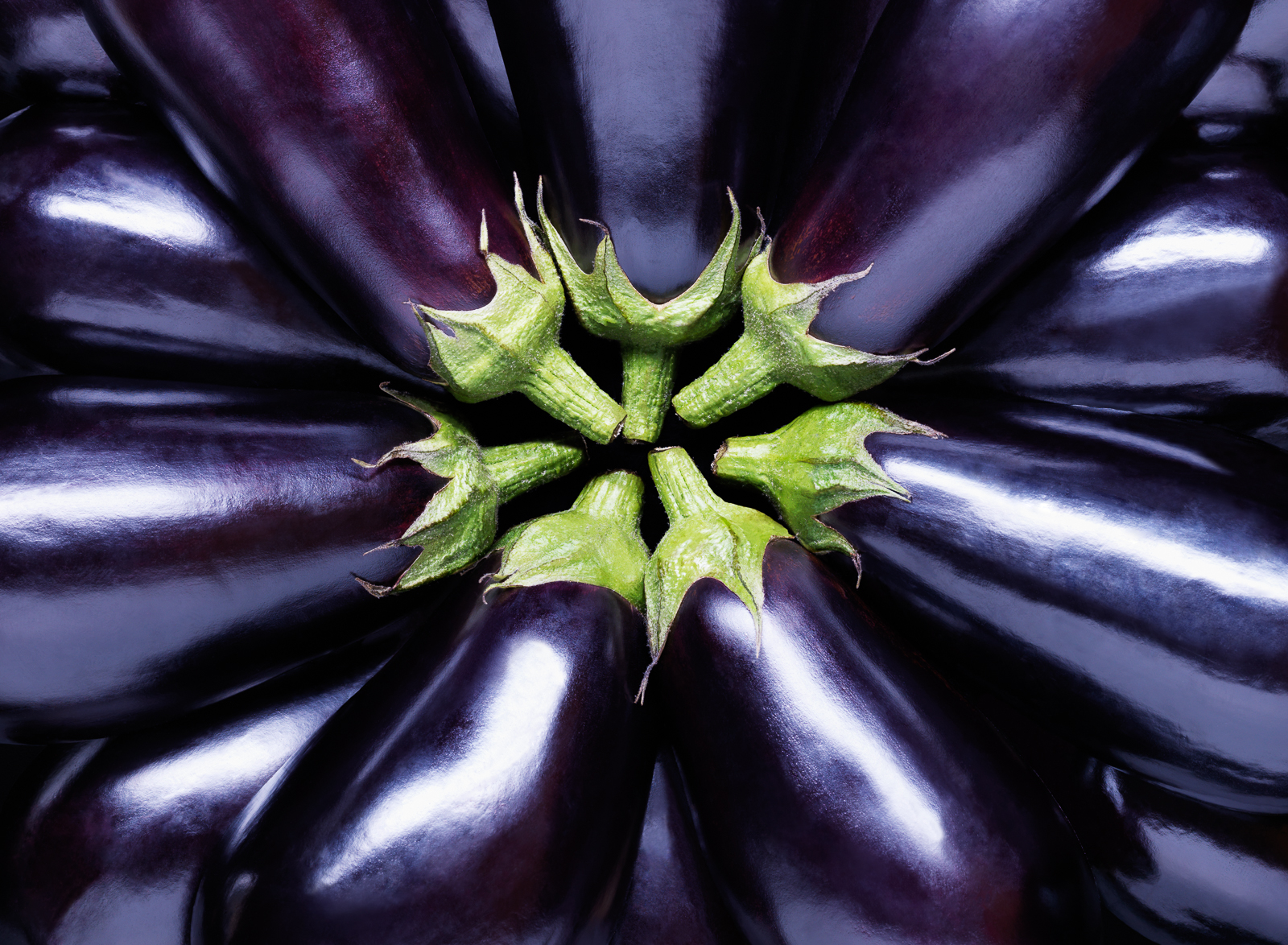 Photograph of whole aubergines photographed for Marks and Spencer