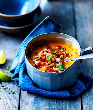 Photograph of a pan of Pumpkin Soup for Daily Mail Weekend Magazine