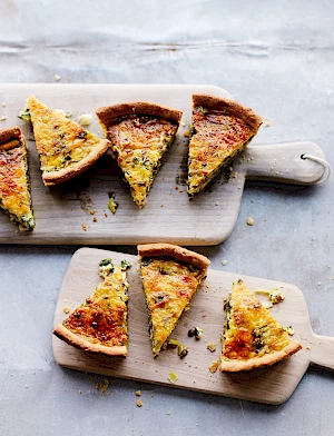 Photograph of Puy Lentil Spinach Pie from Renee Elliot's book, What to eat and how to eat it by Pavillion.