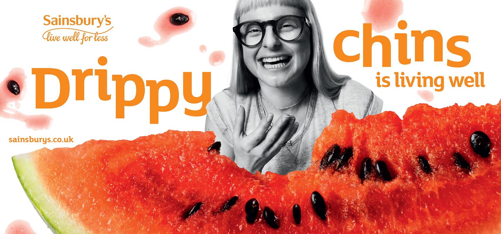 Photograph of a person biting into a watermelon slice with pips