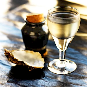 Photograph of a cocktail with oyster juice