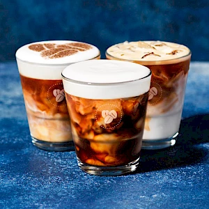 Photograph of iced coffee trio