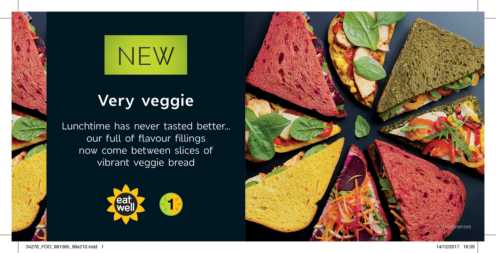 Very Veggie advert, photograph of flavoured bread open sandwiches