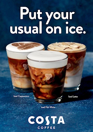 Photograph of iced cappuccino, iced flat white, iced latte