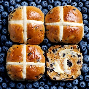 Blueberry Hot Cross Buns