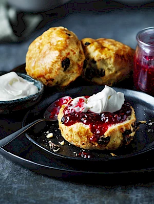 M&S Fruit Scone Jam and Cream