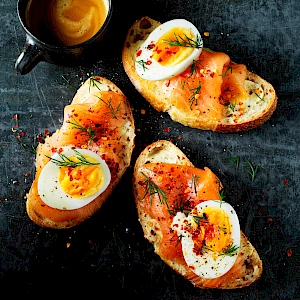 M&S Boiled eggs and salmon on sourdough toast