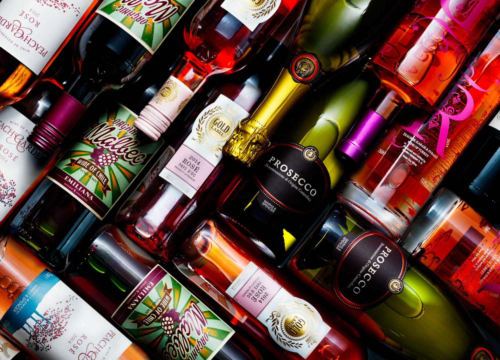 Marks and Spencer Wine Bottles Overhead