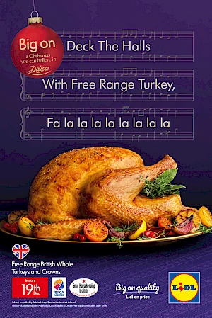 Lidl Christmas Advert Campaign 2020 - Deck The Halls With Free Range Turkey