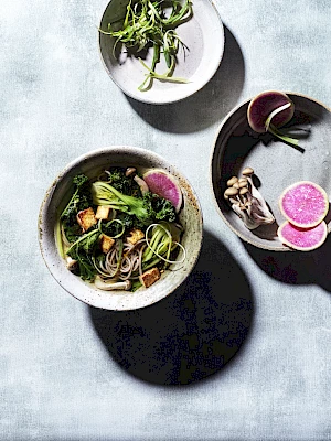 Shitake Mushroom, Kombu and Buckwheat Noodle Soup