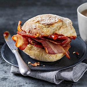 M&S Bacon Roll with Ketchup