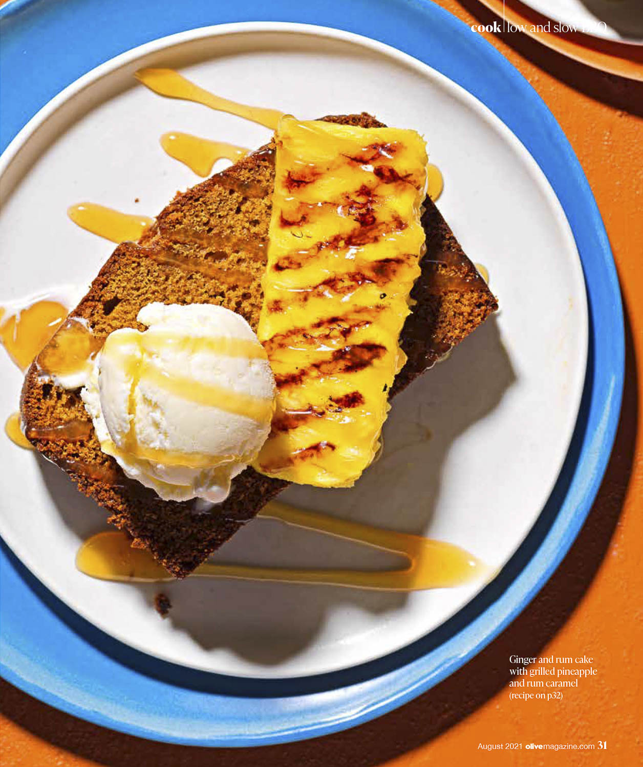 Giner and Rum Cake with Grilled Pineapple and Rum Caramel