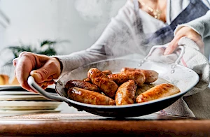 Pan fried sausages