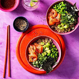 Salmon avocado sushi bowl