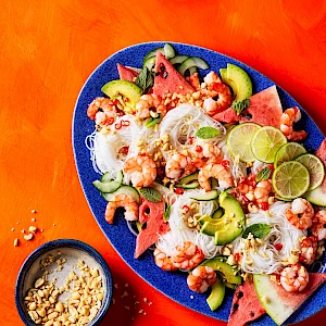 Watermelon prawn salad