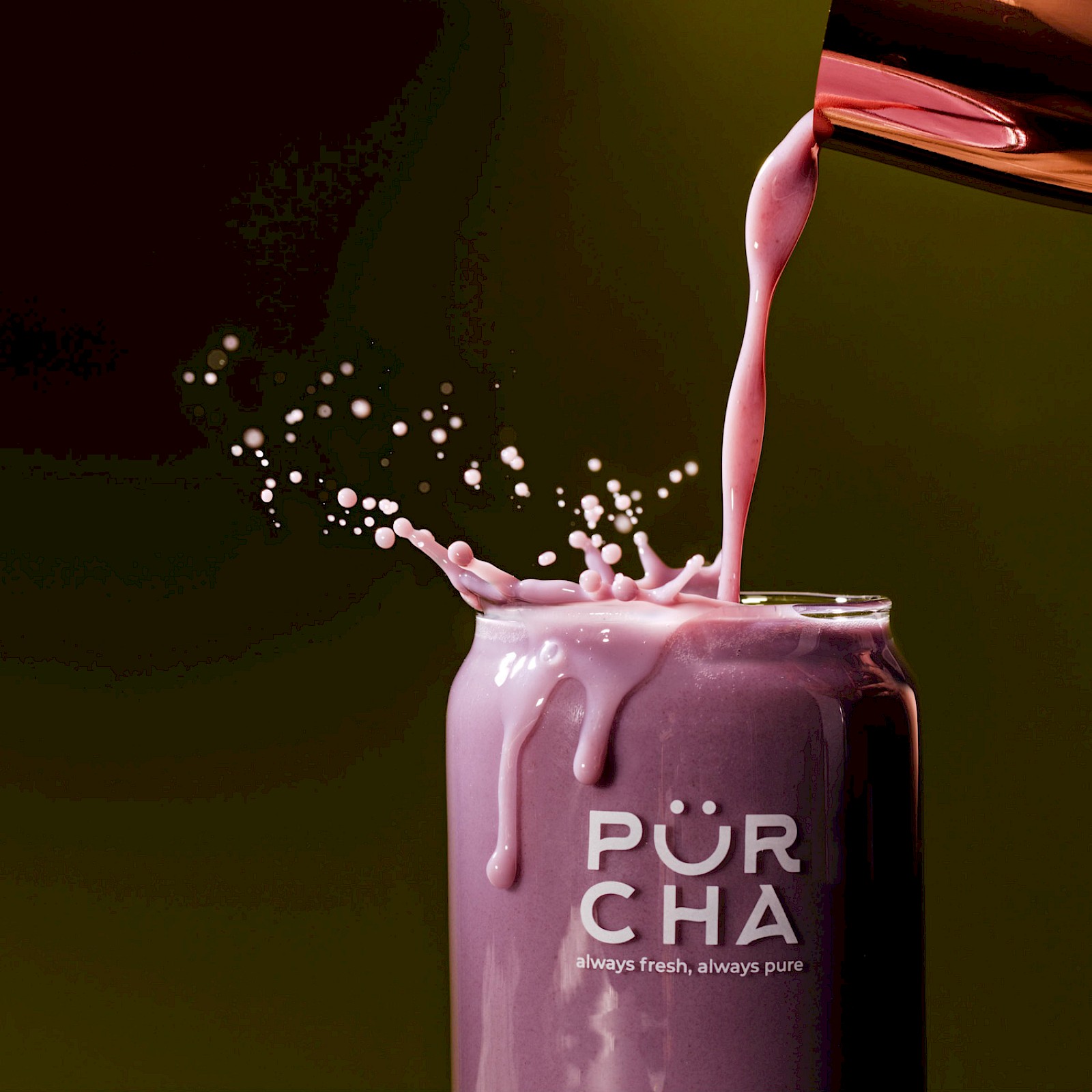 Purccha Purcha sweet potato swirl tea with pour - Karen Thomas Photography